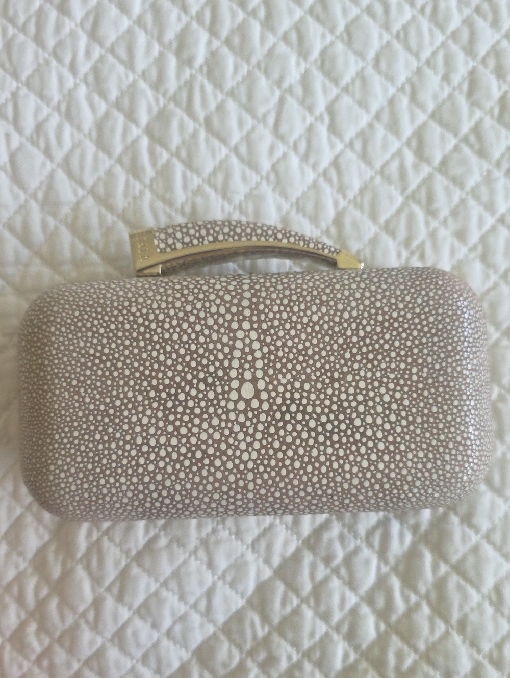 Vince Camuto Stingray embossed Leather Clutch with Horn Shaped Handle